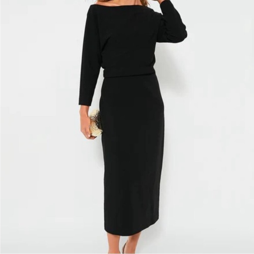 NWT Tuckernuck Black Esta Formal Long Sleeve Asymmetrical Midi Dress Sz 4
